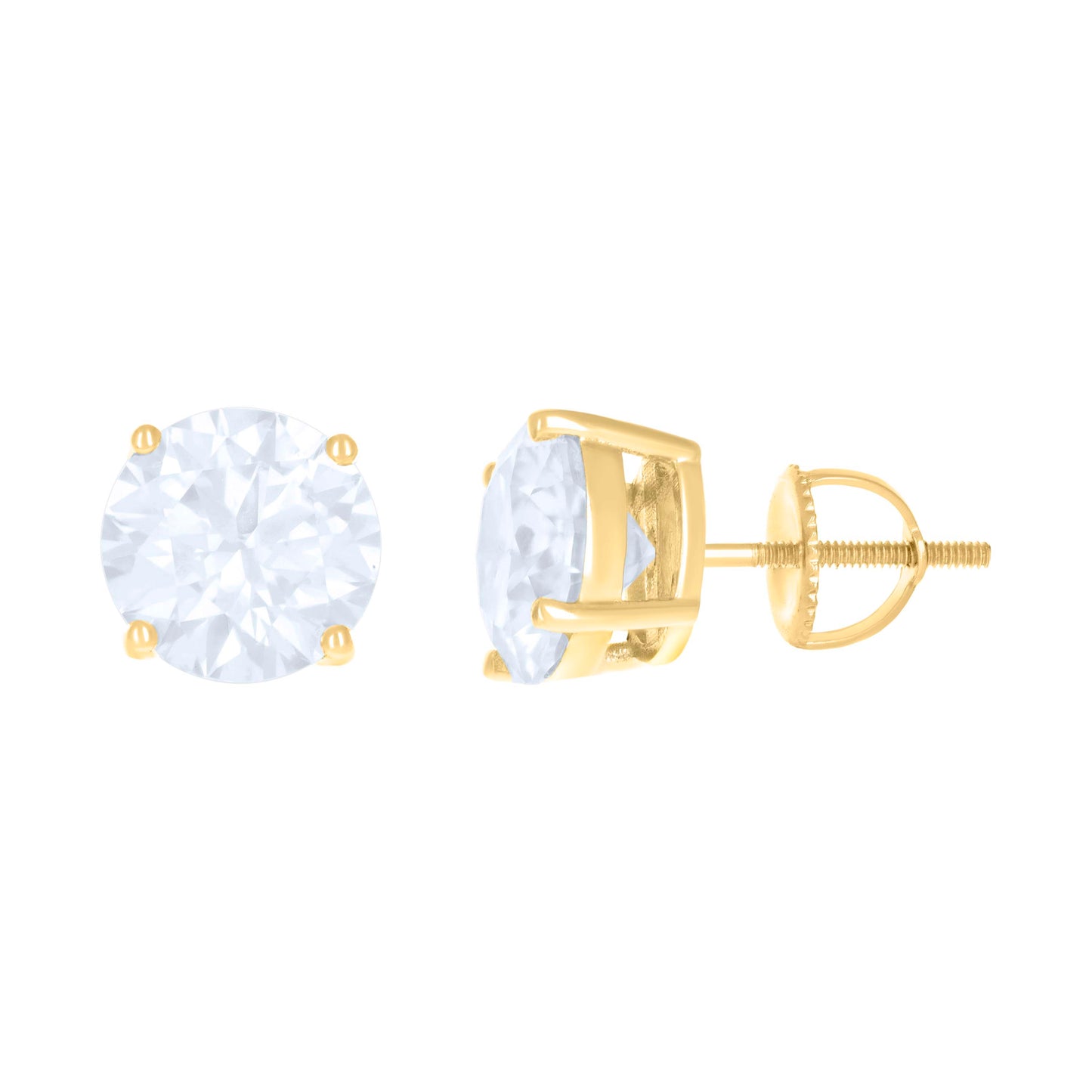 Sterling Silver Or Yellow-Tone Womens Moissanite Stud Earrings Screw Back