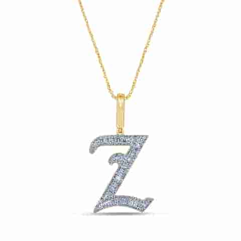 10K Yellow Gold Diamond Tattoo Baguette Initial Charm