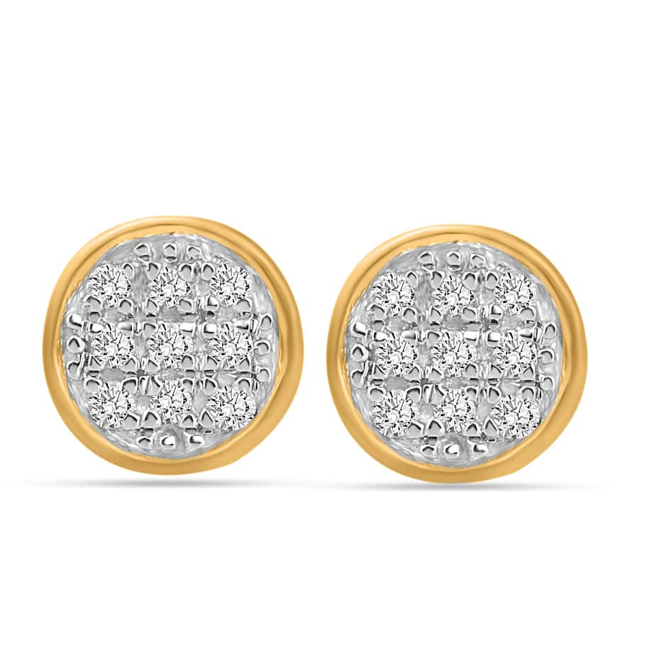 10K Yellow Gold 0.04 Cttw Diamond Dark Polish Earring