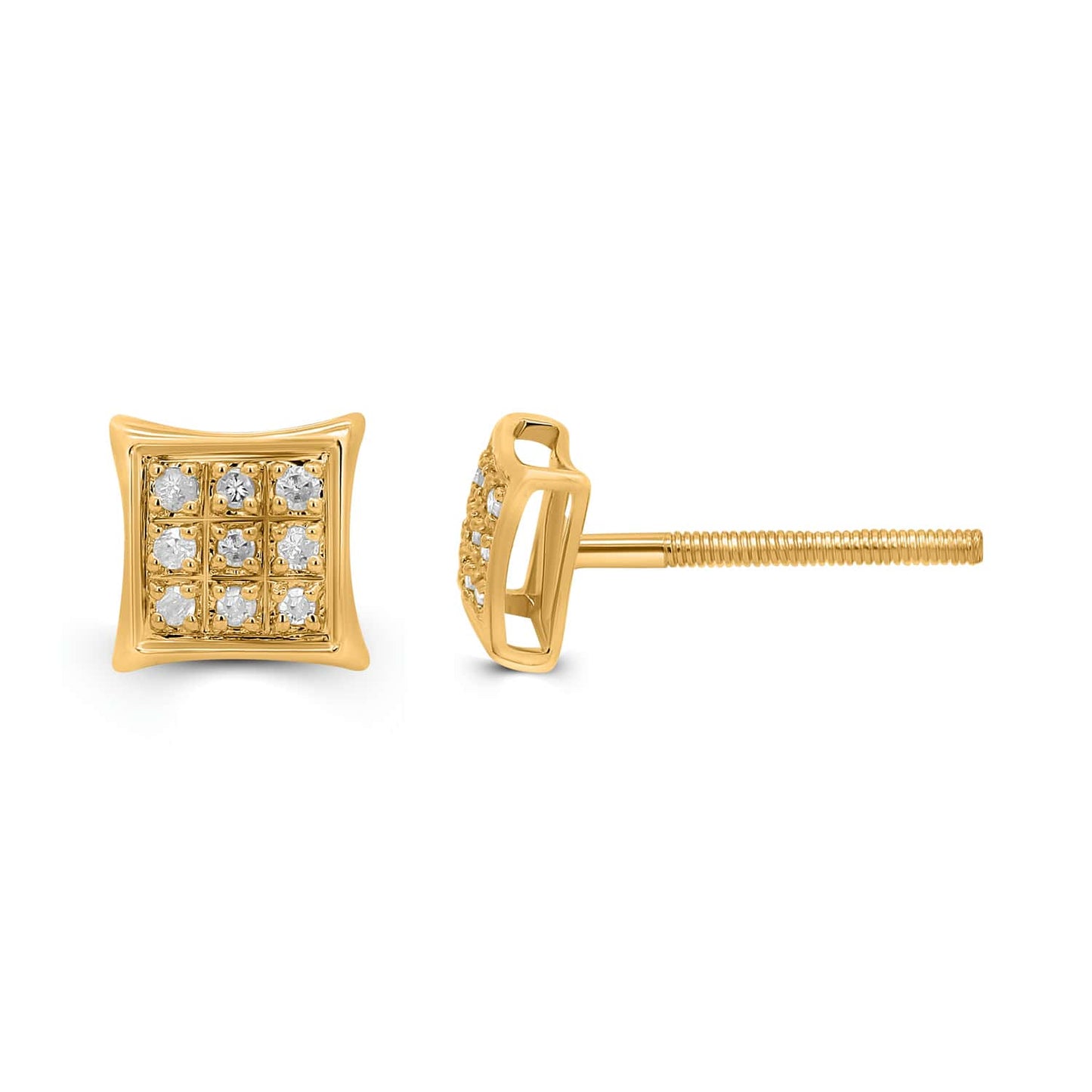10K Yellow Gold 0.04 Cttw Diamond Dark Polish "Kite" Earring