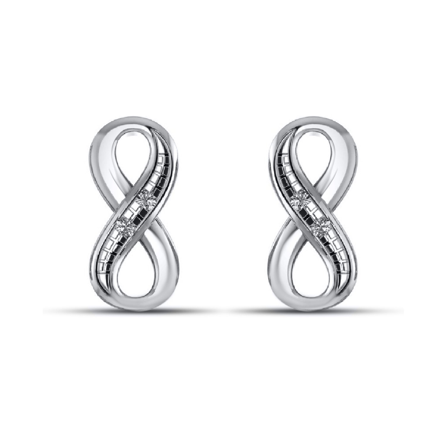 925 Sterling Silver 0.03 Cttw Diamond "Infinity" Earring