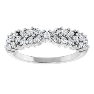 14K White Gold Marquise 2.5 X 1.25 Mm Polished 1/2 Ctw Lab-Grown Diamond Double Row Anniversary Band Size 7