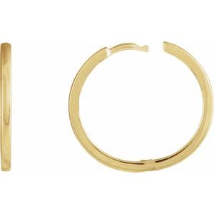 14K Yellow Or White Gold Or Platinum Pair Hinged Polished Hoop Earrings, Length 20 Mm, Thickness 1.65 Mm