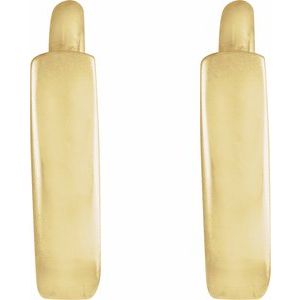14K Yellow Or White Or Rose Gold Or Sterling Silver Pair Hinged Polished Hoop Earrings, Length 8 Mm, Thickness 1.65 Mm