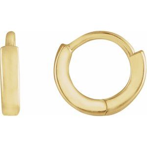 14K Yellow Or White Or Rose Gold Or Sterling Silver Pair Hinged Polished Hoop Earrings, Length 8 Mm, Thickness 1.65 Mm