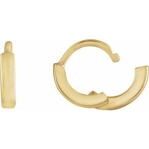14K Yellow Or White Or Rose Gold Or Sterling Silver Pair Hinged Polished Hoop Earrings, Length 8 Mm, Thickness 1.65 Mm