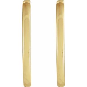 14K Yellow Or White Or Rose Gold Or Sterling Silver Pair Hinged Polished Hoop Earrings, Length 18 Mm, Thickness 1.65 Mm