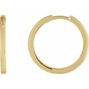 14K Yellow Or White Or Rose Gold Or Sterling Silver Pair Hinged Polished Hoop Earrings, Length 18 Mm, Thickness 1.65 Mm