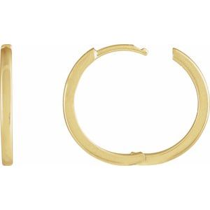 14K Yellow Or White Or Rose Gold Or Sterling Silver Pair Hinged Polished Hoop Earrings, Length 18 Mm, Thickness 1.65 Mm