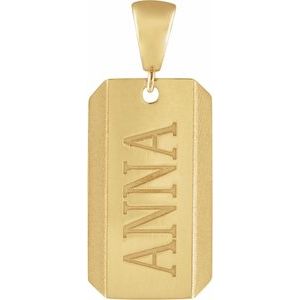 14K Yellow Gold 26.5 X 11 Mm Polished Engravable Dog Tag Pendant
