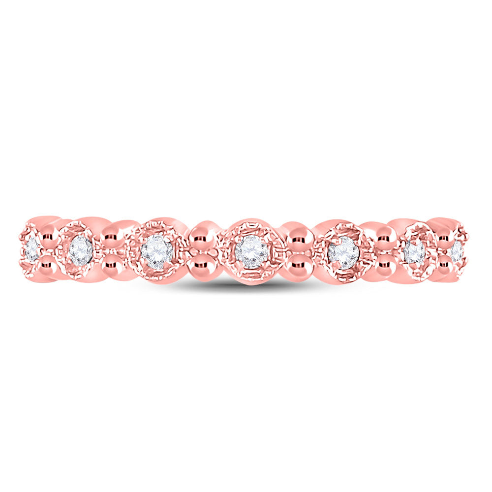 10K Yellow Or White Or Rose Gold Womens Round Diamond Stackable Band Ring , Womens Size: 5-10