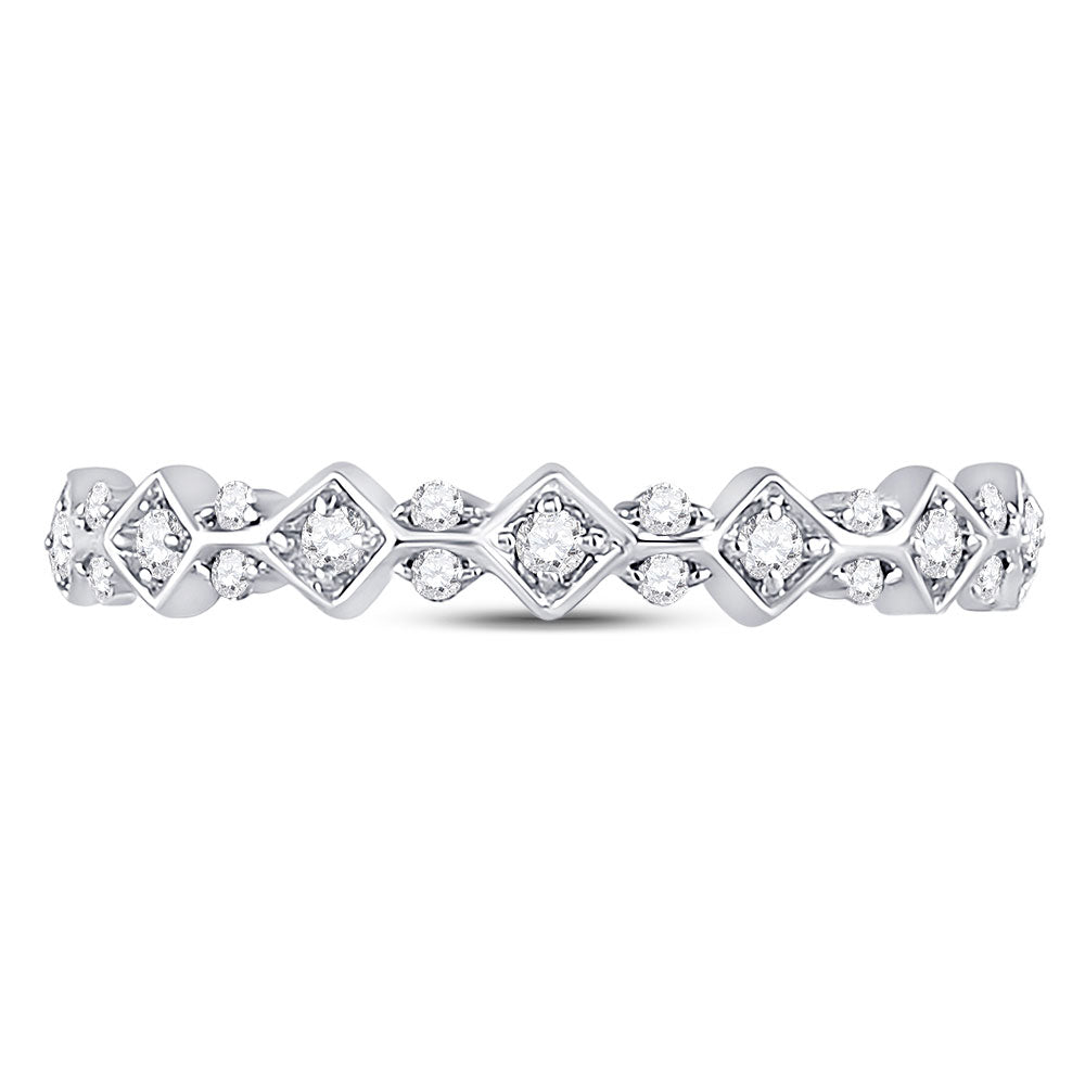 10K Yellow Or White Or Rose Gold Womens Round Diamond Stackable Band Ring , Womens Size: 5-10