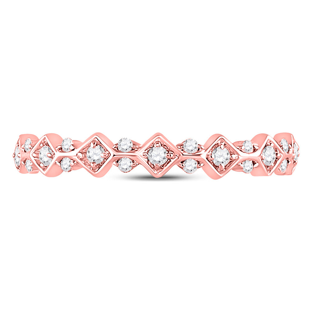 10K Yellow Or White Or Rose Gold Womens Round Diamond Stackable Band Ring , Womens Size: 5-10