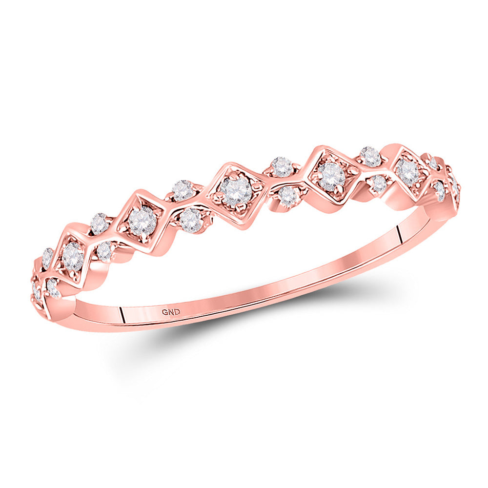 10K Yellow Or White Or Rose Gold Womens Round Diamond Stackable Band Ring , Womens Size: 5-10