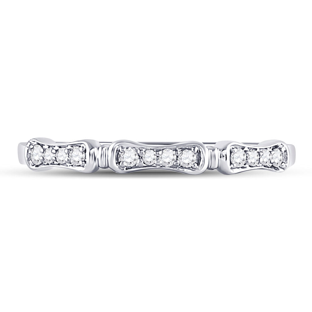 10K White Or Rose Gold Womens Round Diamond Stackable Band Ring , Womens Size: 5-10