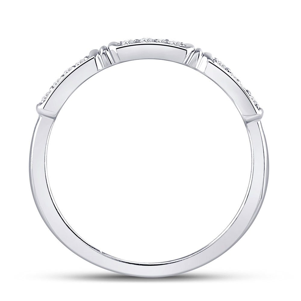 10K White Or Rose Gold Womens Round Diamond Stackable Band Ring , Womens Size: 5-10