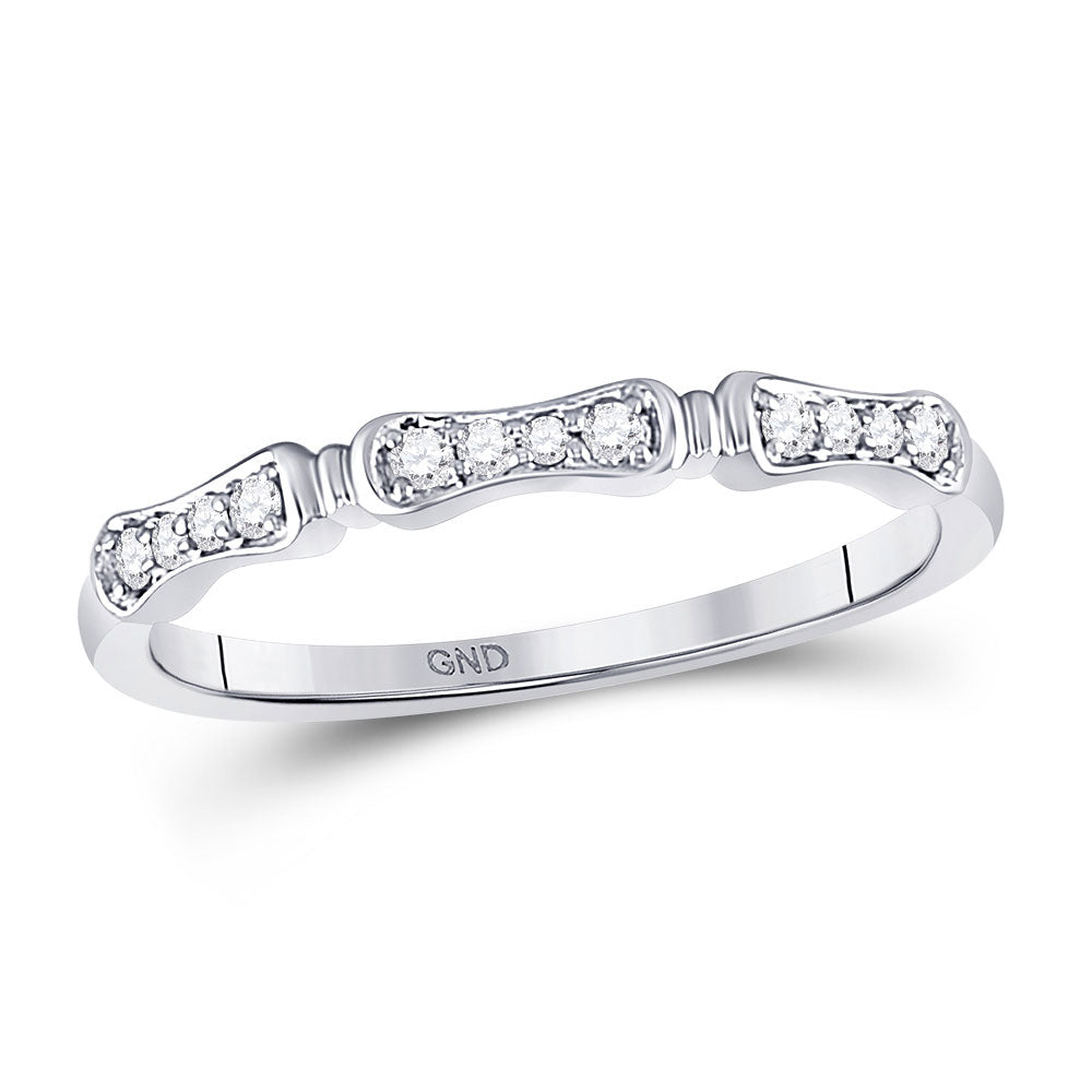 10K White Or Rose Gold Womens Round Diamond Stackable Band Ring , Womens Size: 5-10
