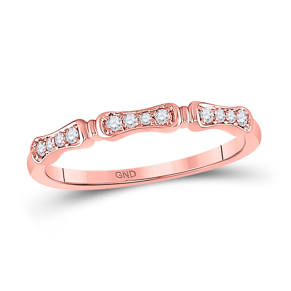 10K White Or Rose Gold Womens Round Diamond Stackable Band Ring , Womens Size: 5-10