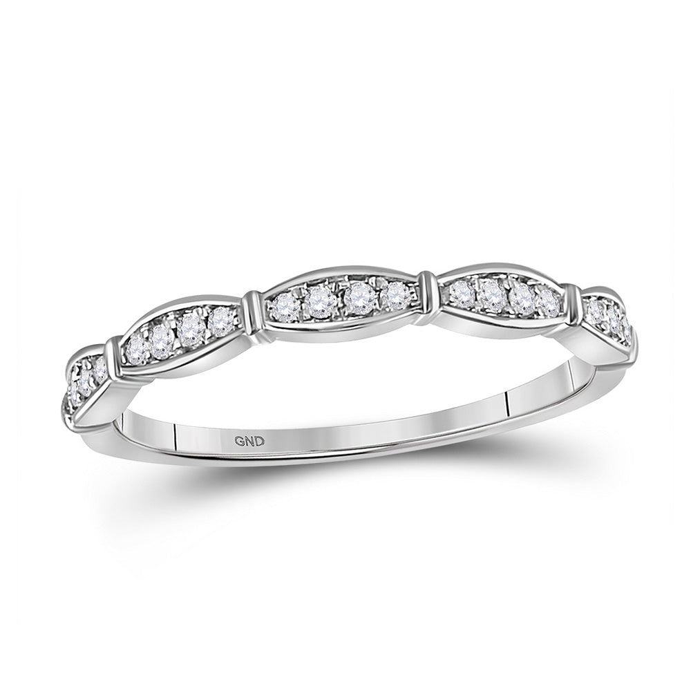 10K White Gold Womens Round Diamond Stackable Band Ring 1/8 Cttw, Womens Size: 5-10