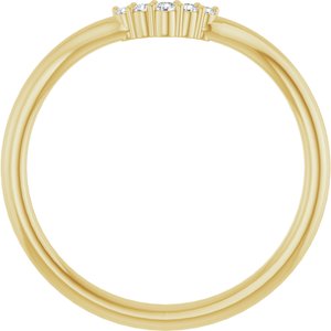 14K Yellow Gold Round 6.5 Mm Si2-Si3, G-H :: 0.04 Ctw Polished .04 Ctw Natural Diamond Matching Band Size 7