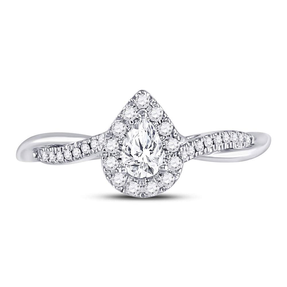 14K White Gold Pear Diamond Solitaire Bridal Wedding Engagement Ring 1/3 Cttw, Womens Size: 5-10