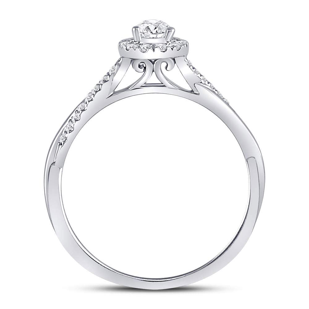 14K White Gold Pear Diamond Solitaire Bridal Wedding Engagement Ring 1/3 Cttw, Womens Size: 5-10