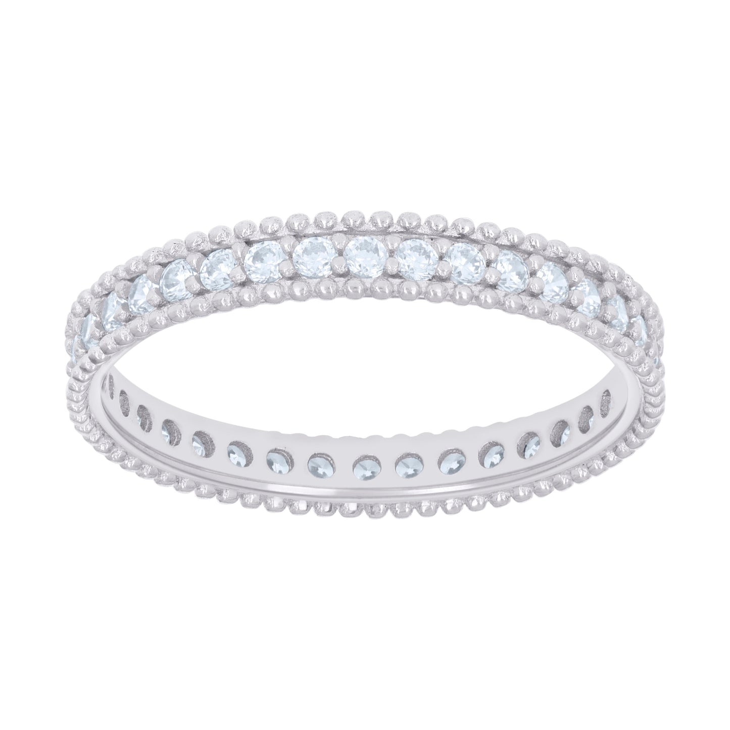 Sterling Silver Womens Cubic-Zirconia Single Row Cubic Zirconia Eternity Bridal Anniversary Engagement Wedding Ring