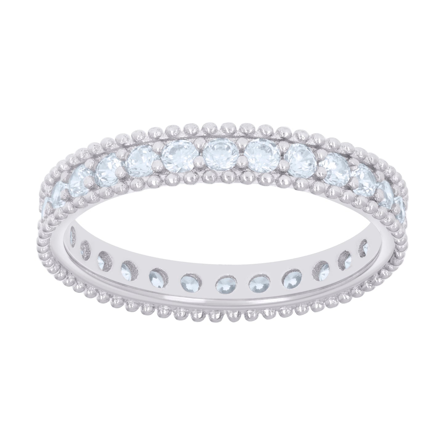 Sterling Silver Women's Cubic-Zirconia Single Row Cubic Zirconia Eternity Bridal Anniversary Engagement Wedding Ring