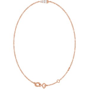 14K Rose Gold 4-Stone 2.5Mm I1, G-H Polished 1/10 Ctw Natural Diamond Graduated Bracelet
