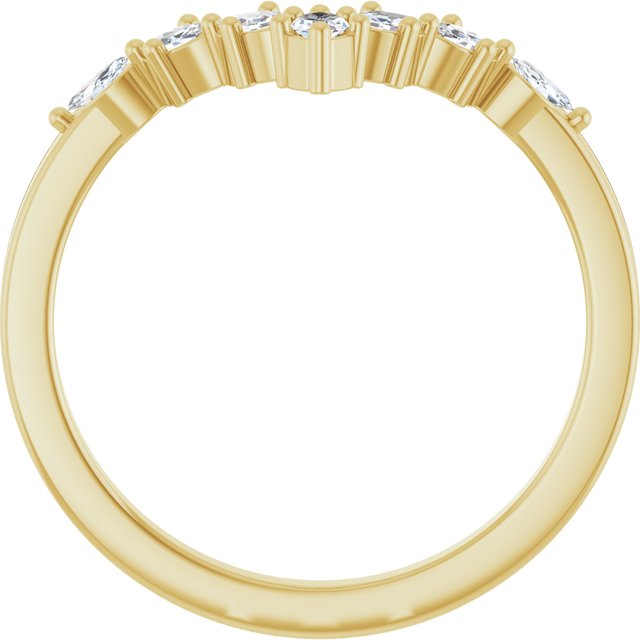14K Yellow Gold Marquise 3.5 X 2 Mm Polished 1/4 Ctw Natural Diamond Contour Band, Size 7