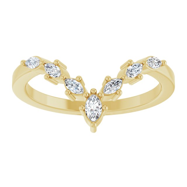 14K Yellow Gold Marquise 3.5 X 2 Mm Polished 1/5 Ctw Lab-Grown Diamond Contour Band, Size 7