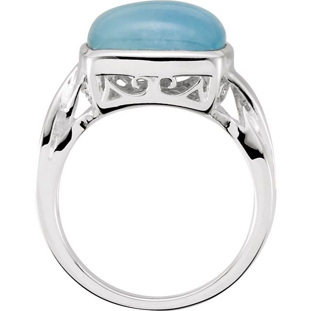 Sterling Silver Elongated Cushion 12 X 10 Mm Polished Natural Aquamarine Ring, Size 8