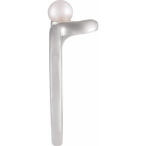Sterling Silver Cultured White Freshwater Pearl Pearl 4.0-4.5 Mm Polished Cultured Pearl Freeform Ring Size 7