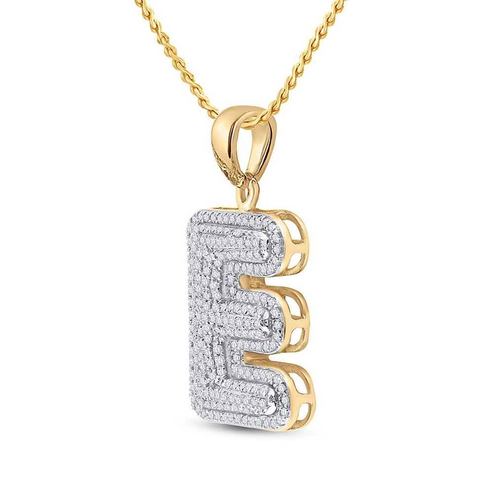 10K Yellow Gold Mens Round Diamond Initial Letter Charm Pendant