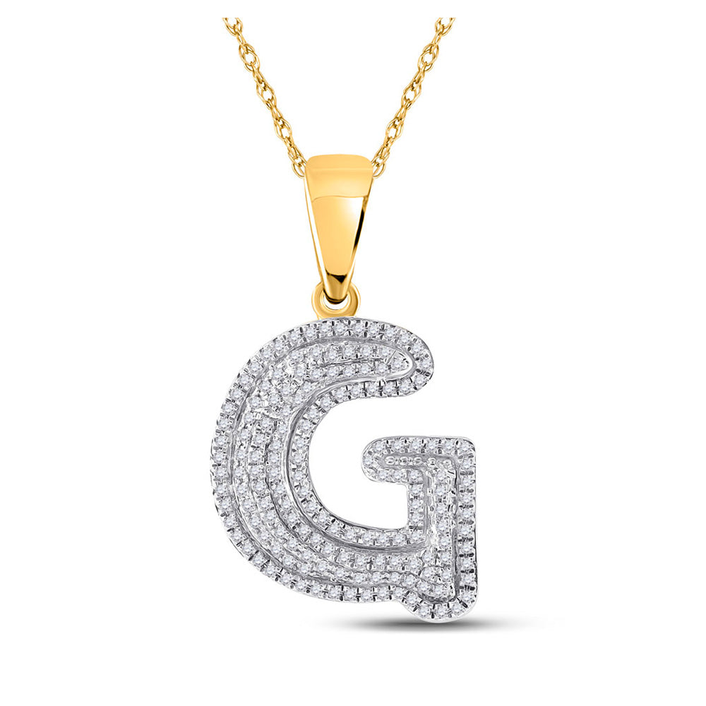 10K Yellow Gold Mens Round Diamond Initial Letter Charm Pendant
