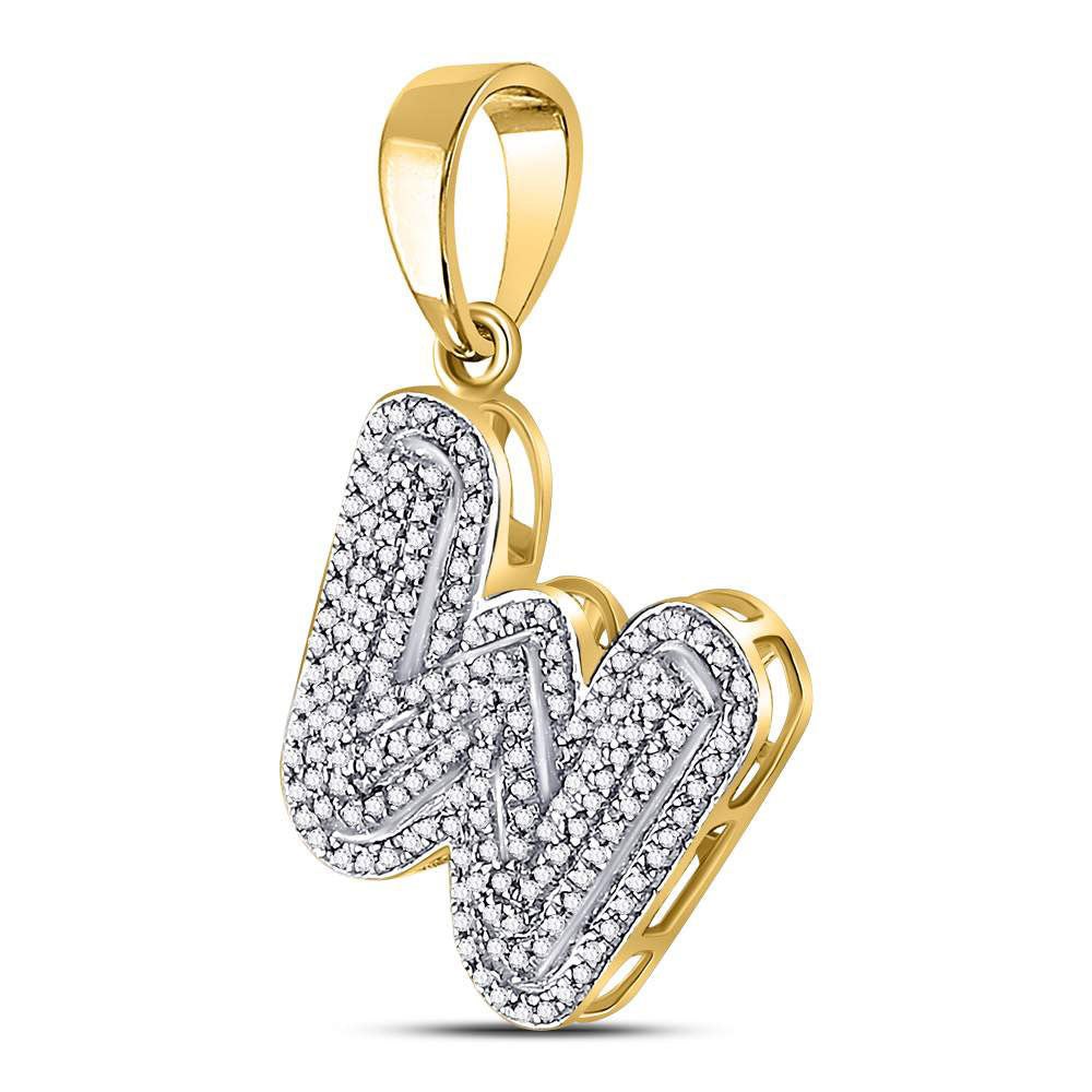 10K Yellow Gold Mens Round Diamond Initial Letter Charm Pendant