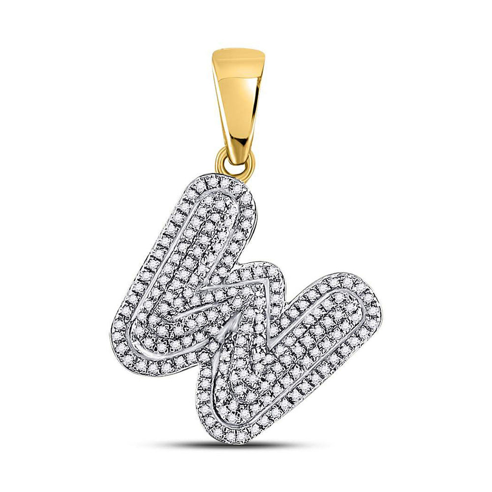 10K Yellow Gold Mens Round Diamond Initial Letter Charm Pendant