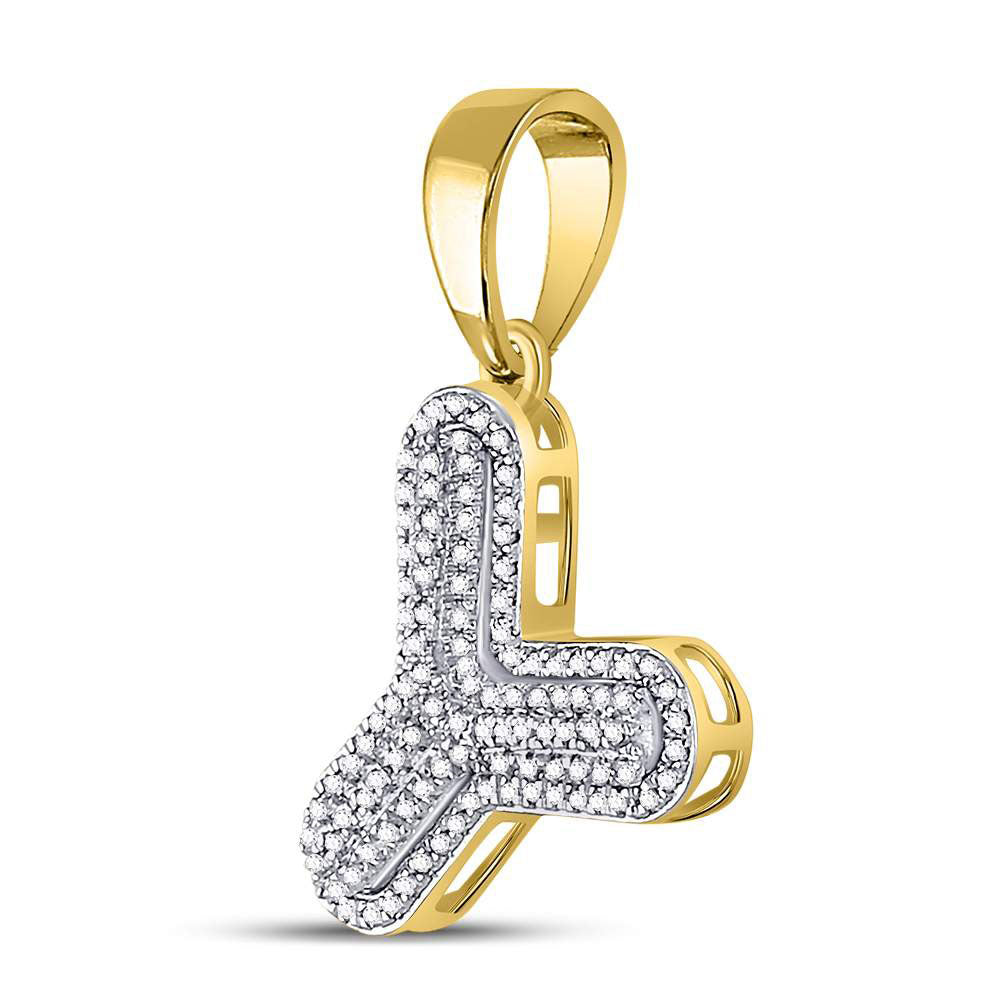 10K Yellow Gold Mens Round Diamond Initial Letter Charm Pendant