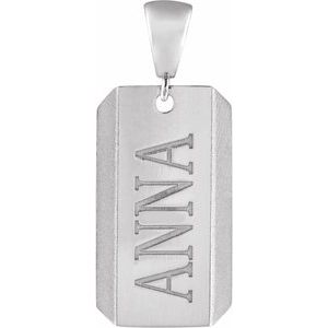 Sterling Silver 26.5 X 11 Mm Polished Engravable Dog Tag Pendant