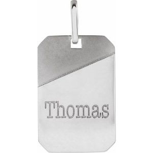 Sterling Silver 28 X 16 Mm Polished Engravable Dog Tag Pendant
