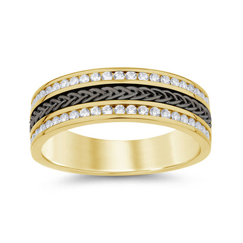 14K Yellow Gold 0.55 Cttw Diamond Mens Band