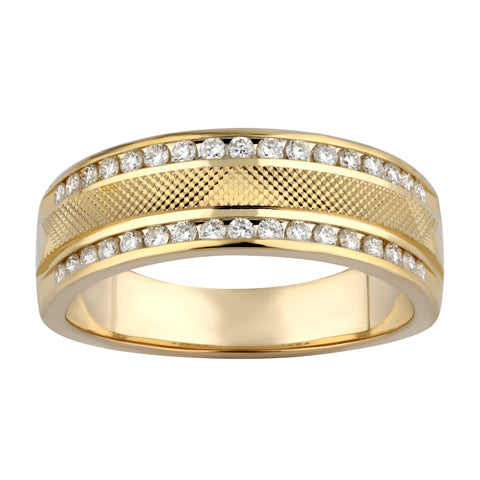 14K Yellow Gold 0.47 Cttw Diamond Mens Band