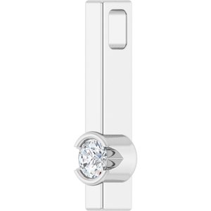 14K White Gold Round 3Mm G-H I1 1/10 Ct Natural Diamond Solitaire Bar Pendant