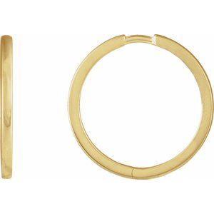 14K Yellow Or White Gold Or Platinum Pair Hinged Polished Hoop Earrings, Length 20 Mm, Thickness 1.65 Mm