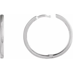14K Yellow Or White Gold Or Platinum Pair Hinged Polished Hoop Earrings, Length 20 Mm, Thickness 1.65 Mm