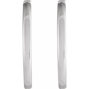 14K Yellow Or White Or Rose Gold Or Sterling Silver Pair Hinged Polished Hoop Earrings, Length 18 Mm, Thickness 1.65 Mm