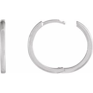14K Yellow Or White Or Rose Gold Or Sterling Silver Pair Hinged Polished Hoop Earrings, Length 18 Mm, Thickness 1.65 Mm