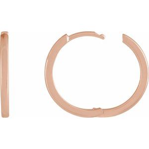 14K Yellow Or White Or Rose Gold Or Sterling Silver Pair Hinged Polished Hoop Earrings, Length 18 Mm, Thickness 1.65 Mm