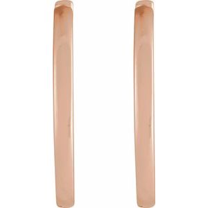 14K Yellow Or White Or Rose Gold Or Sterling Silver Pair Hinged Polished Hoop Earrings, Length 18 Mm, Thickness 1.65 Mm