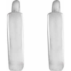 14K Yellow Or White Or Rose Gold Or Sterling Silver Pair Hinged Polished Hoop Earrings, Length 8 Mm, Thickness 1.65 Mm